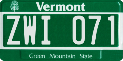 VT license plate ZWI071
