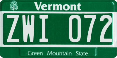 VT license plate ZWI072