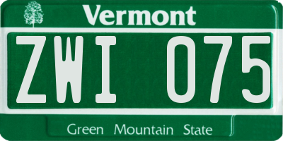VT license plate ZWI075