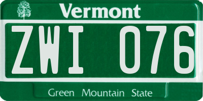 VT license plate ZWI076