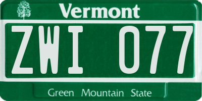 VT license plate ZWI077