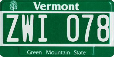 VT license plate ZWI078