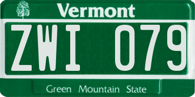 VT license plate ZWI079