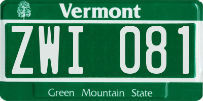 VT license plate ZWI081