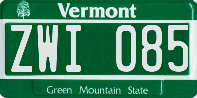 VT license plate ZWI085