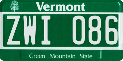 VT license plate ZWI086