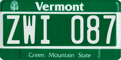 VT license plate ZWI087