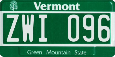 VT license plate ZWI096
