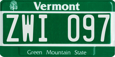 VT license plate ZWI097