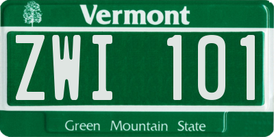 VT license plate ZWI101