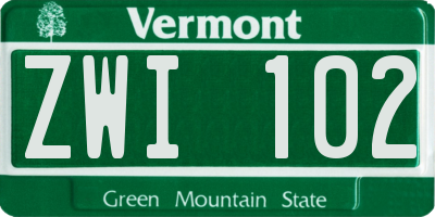 VT license plate ZWI102