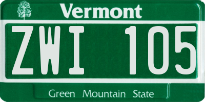 VT license plate ZWI105