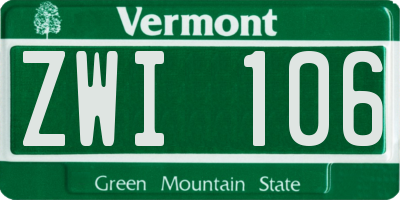 VT license plate ZWI106