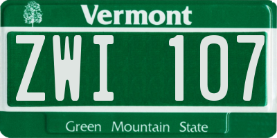 VT license plate ZWI107
