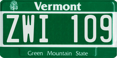 VT license plate ZWI109