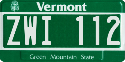 VT license plate ZWI112