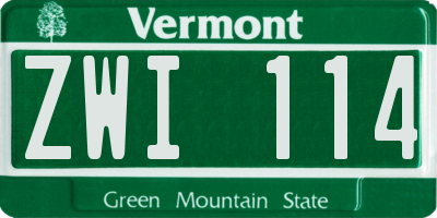 VT license plate ZWI114