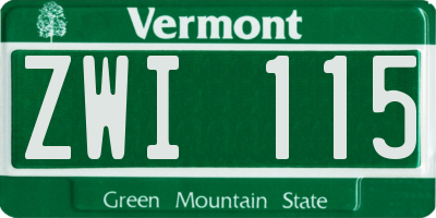 VT license plate ZWI115