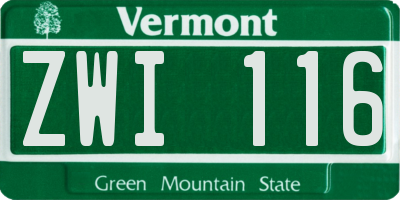 VT license plate ZWI116