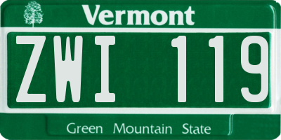 VT license plate ZWI119