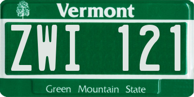 VT license plate ZWI121