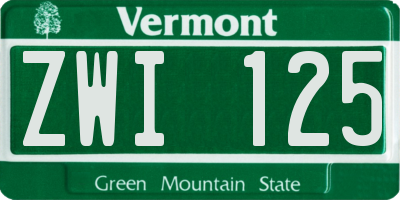 VT license plate ZWI125