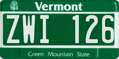 VT license plate ZWI126