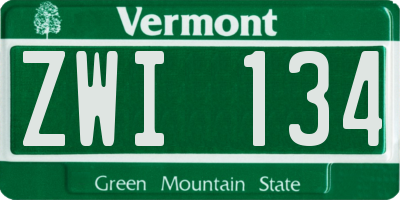 VT license plate ZWI134