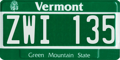 VT license plate ZWI135