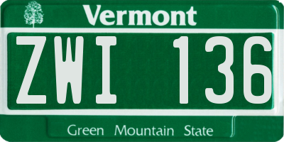 VT license plate ZWI136