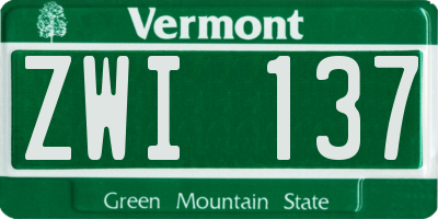 VT license plate ZWI137