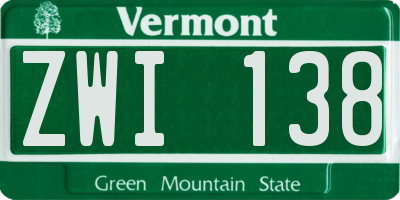 VT license plate ZWI138