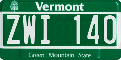 VT license plate ZWI140