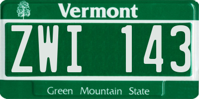VT license plate ZWI143