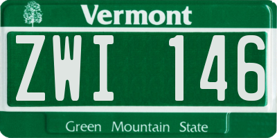 VT license plate ZWI146