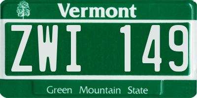 VT license plate ZWI149
