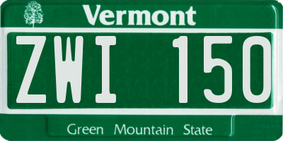 VT license plate ZWI150