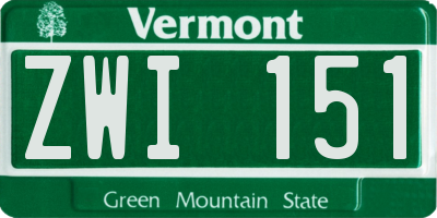 VT license plate ZWI151