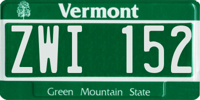 VT license plate ZWI152