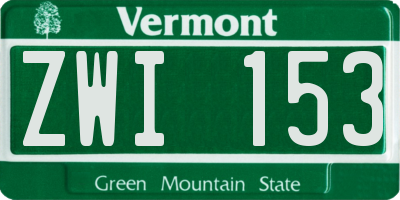 VT license plate ZWI153