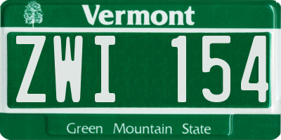 VT license plate ZWI154