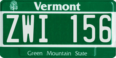 VT license plate ZWI156