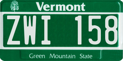 VT license plate ZWI158