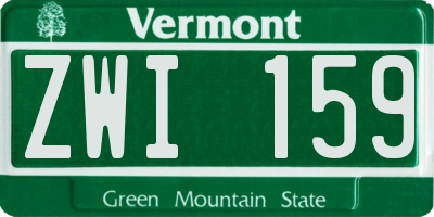 VT license plate ZWI159