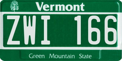 VT license plate ZWI166