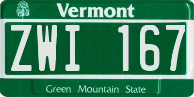 VT license plate ZWI167