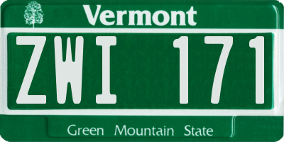 VT license plate ZWI171