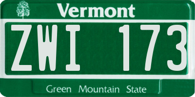 VT license plate ZWI173