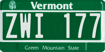VT license plate ZWI177
