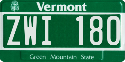VT license plate ZWI180